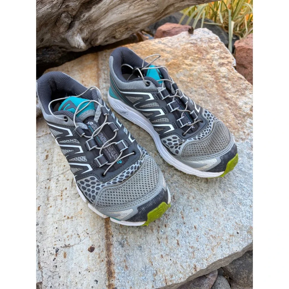 Salomon XR Crossmax Trail Running Shoes Womens 6 Grey Teal Sneakers Door / Trail